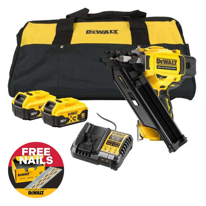 DeWalt DCN930NP2 18V Brushless Framing Nailer with 2x 5.0Ah Batteries