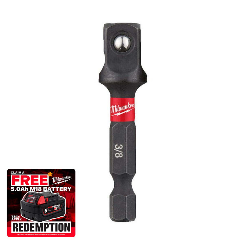 Milwaukee 4932478054 Shockwave™ Impact Duty Socket Adaptor - 1/4" Hex to 3/8" Square