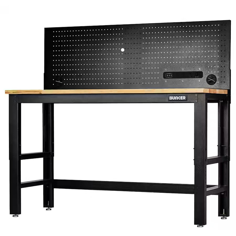 BUNKER® by Draper 28096 Workbench with Hardwood Worktop and Power Pegboard 1550mm