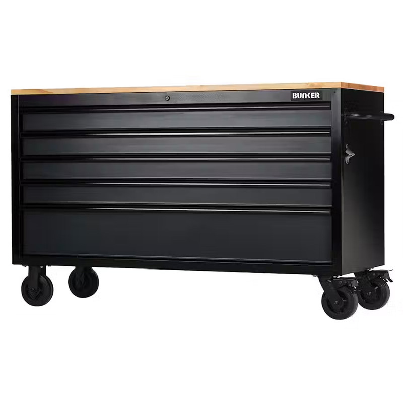 BUNKER® by Draper 28343 5 Drawer Workbench Roller Tool Cabinet 61" Black