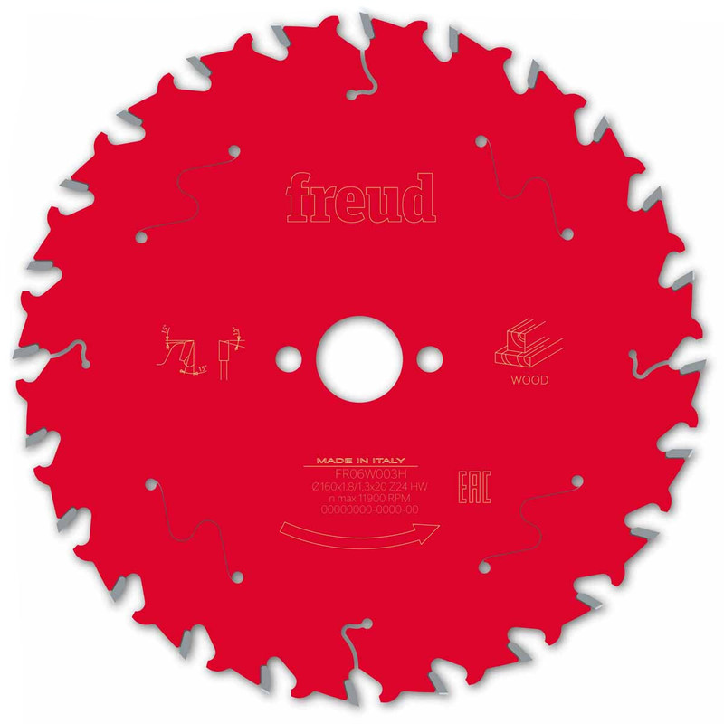 Freud F03FS09675 Wood Circular Saw Blade 160mm x 20mm 24T