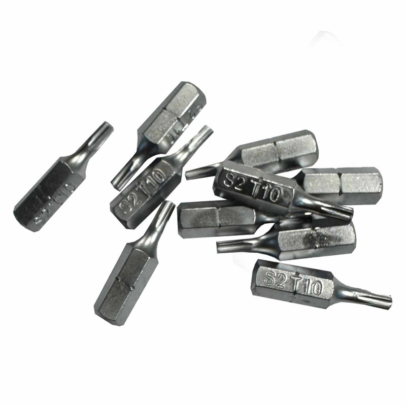 N-Durance DC404 TORX S2 Zinc Screwdriver Bits T10 x 25mm (10 Pack)