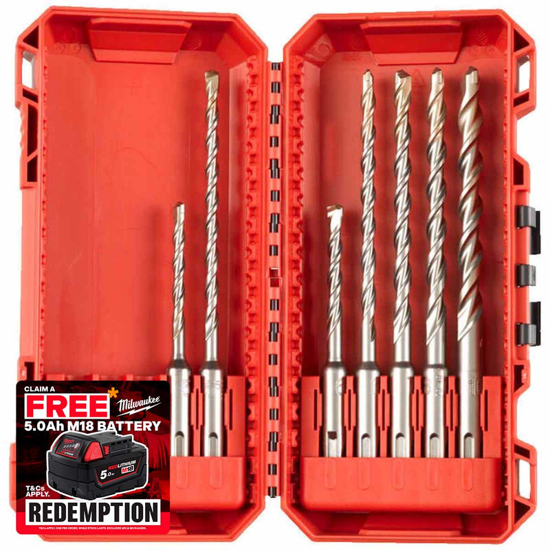 Milwaukee 4932492116 M2 2 Cut SDS+ Drill Bit Set (7 Pieces)