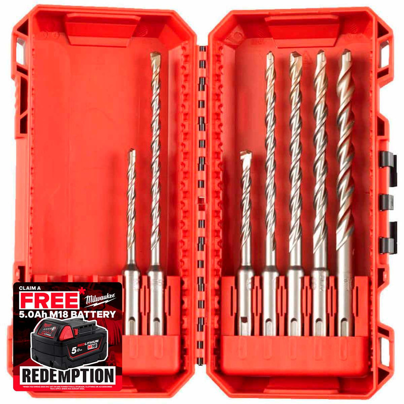 Milwaukee 4932492116 M2 2 Cut SDS+ Drill Bit Set (7 Pieces)