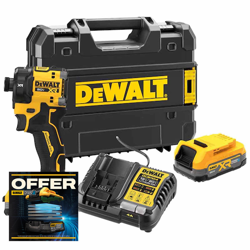 DeWalt DCF870E2T-GB 18V XR Brushless Hydraulic Impact Driver with 2 x 1.7Ah POWERSTACK Battery