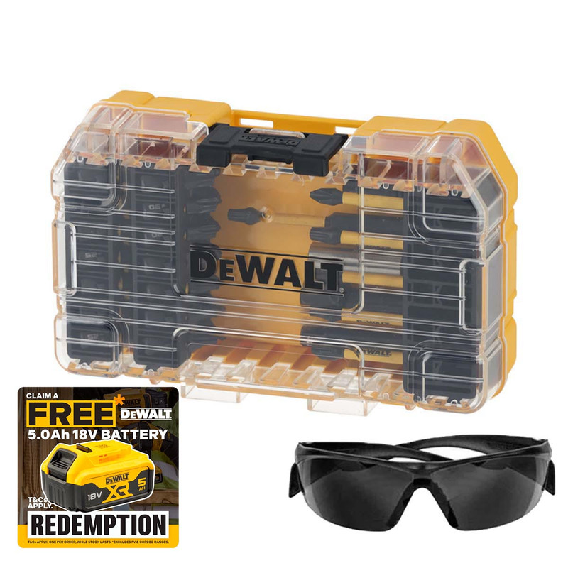 DeWalt DT70733T-QZ FLEXTORQ Screwdriving Set with Tinted Safety Glasses (Small Tough Case) (38 Pieces)