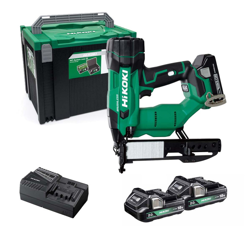 HiKOKI NT1804DAJXZ 18V 18G Narrow Crown Stapler with 2x Batteries and Charger 