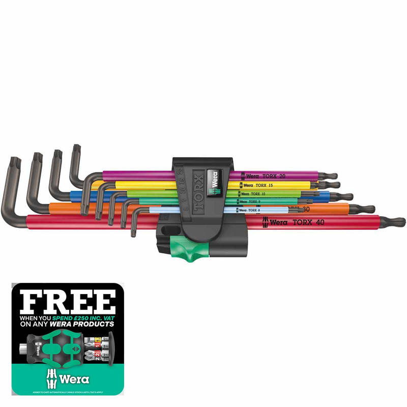 Wera 05024480001 967/9 Tx Xl Multicolour 1 Torx L-Key Set, Long (9 Pieces)