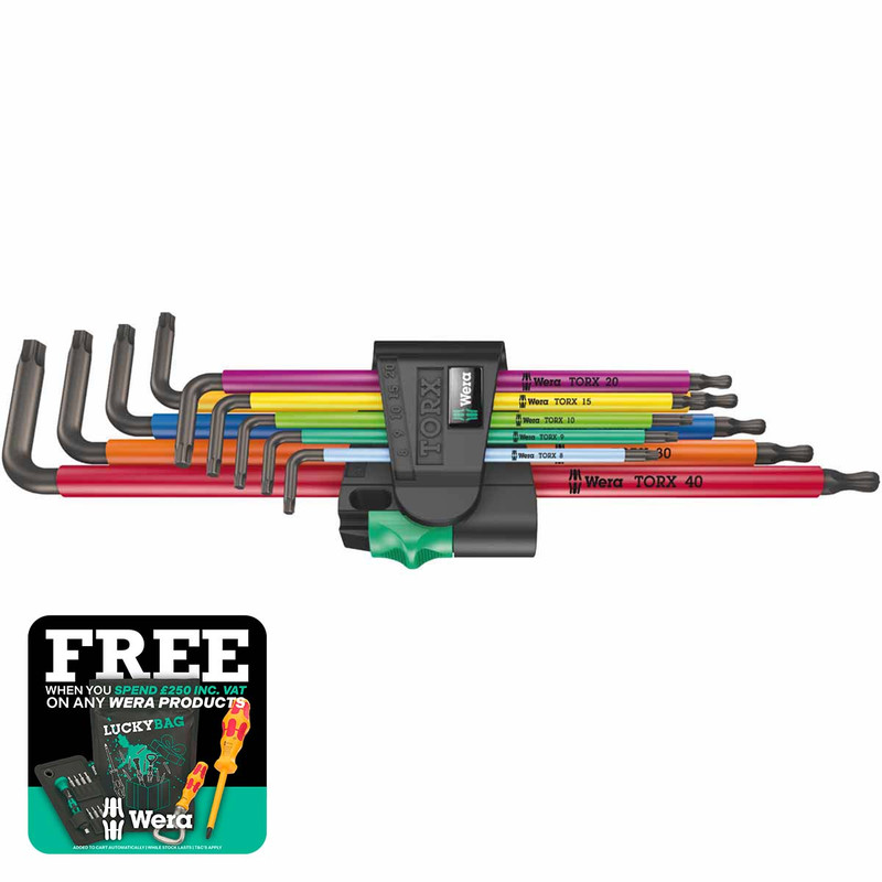 Wera 05024480001 967/9 Tx Xl Multicolour 1 Torx L-Key Set, Long (9 Pieces)
