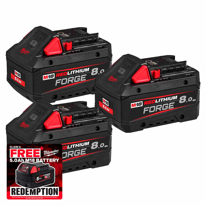 Milwaukee M18FB8 FORGE 18V 8.0Ah Battery Triple Pack