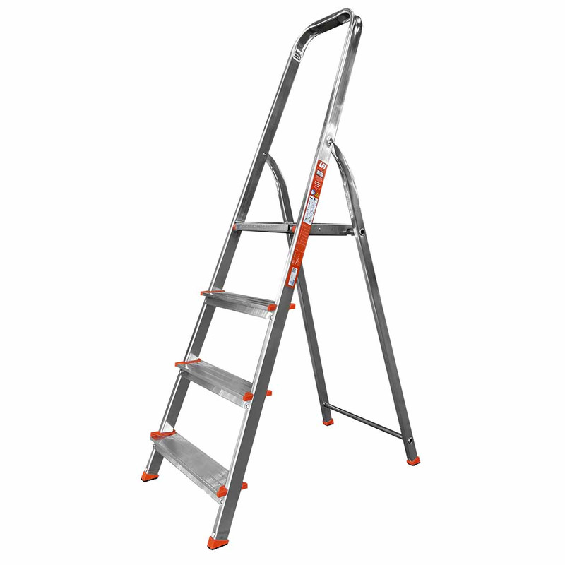 LFI HoME NENPL4 EN131-2 Lightweight Aluminium Platform Stepladder 4 Tread