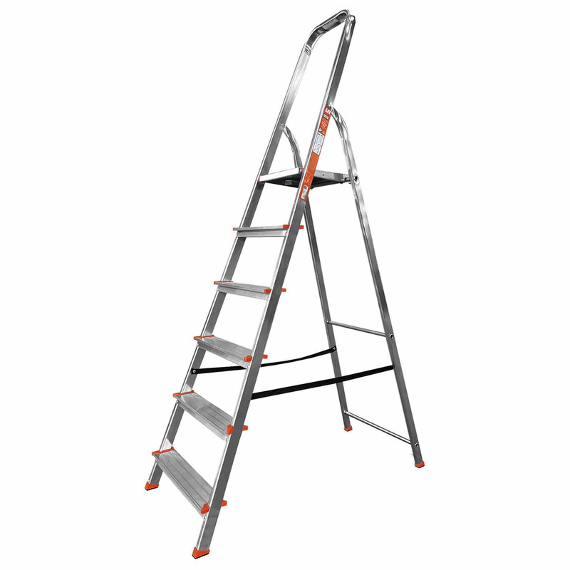 LFI HoME NENPL6 EN131-2 Lightweight Aluminium Platform Stepladder 6 Tread