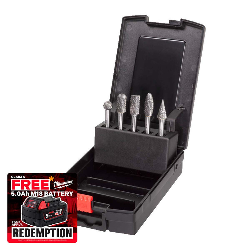 Milwaukee 4932493576 6mm x 12mm Tungsten Carbide Burr Set
