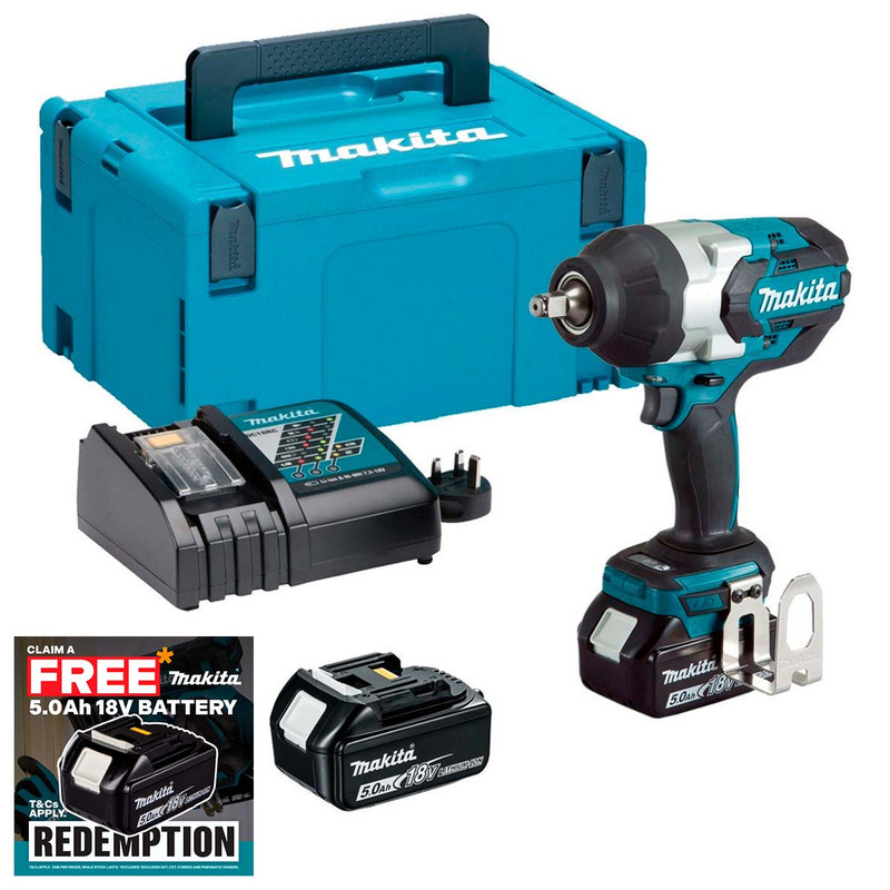 Makita DTW1002RTJ 18v 1/2" Brushless Impact Wrench 2x5 From Toolden