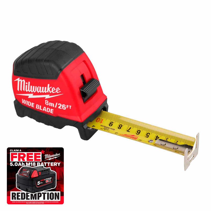 Milwaukee 4932499206 GEN II Wide Blade Tape Measure 8m/26ft
