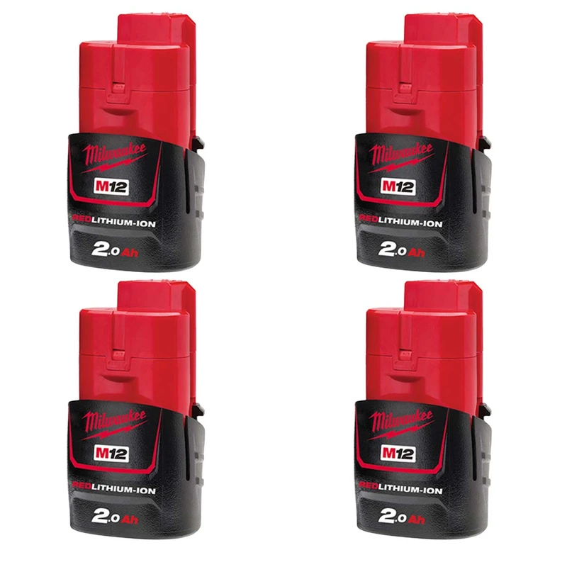 Milwaukee M12B2 12V 2.0Ah RedLithium-Ion Battery (4 Pack)
