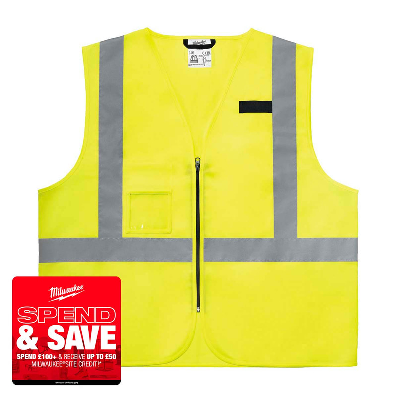 Milwaukee 4932493996 Yellow Contractor High-Visibility Vest (Size 2XL/3XL)