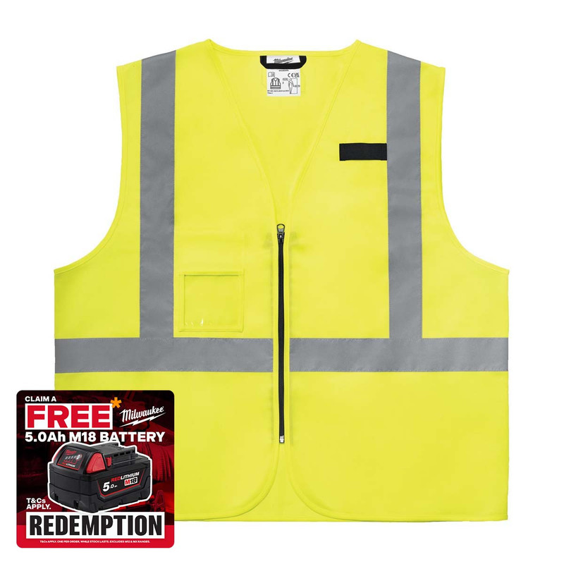 Milwaukee 4932493995 Yellow Contractor High-Visibility Vest (Size L/XL)
