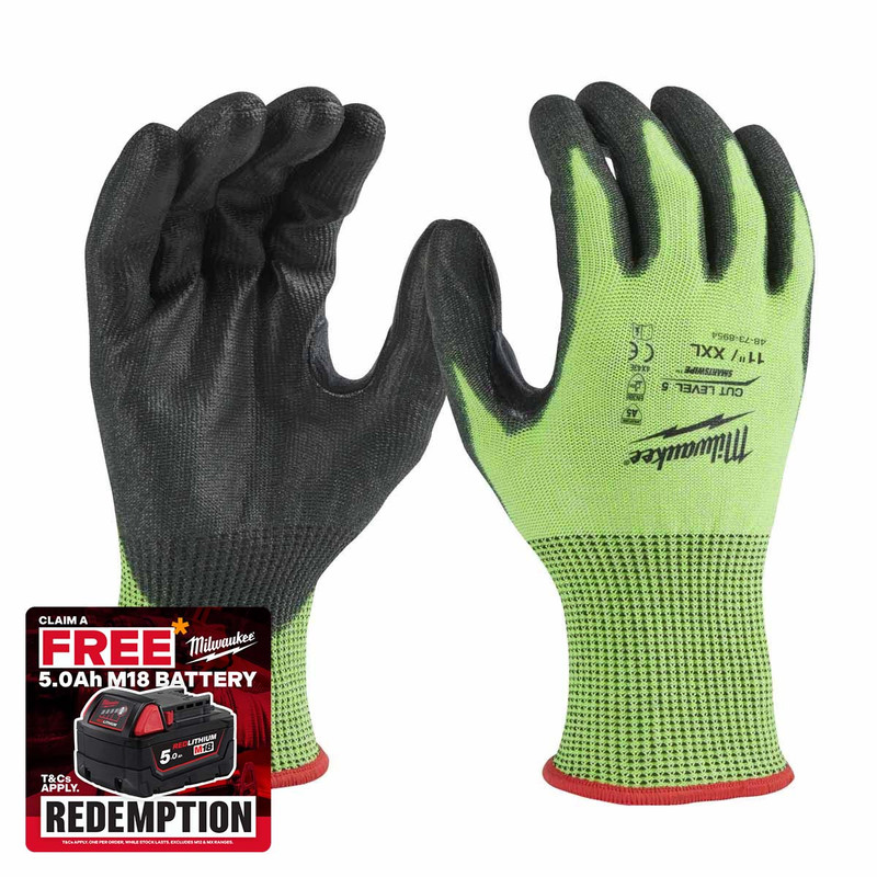 Milwaukee 4932479933 Hi-Vis Cut E Gloves (Size 9/L)
