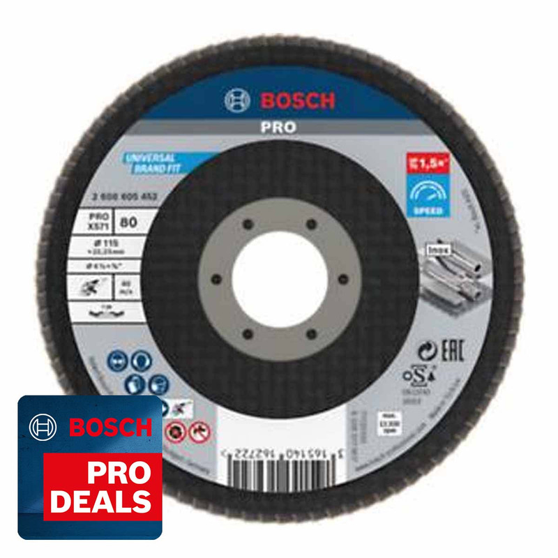 Bosch 2608605452 Zirconium Flap Disc 115mm x 22.23mm 80 Grit