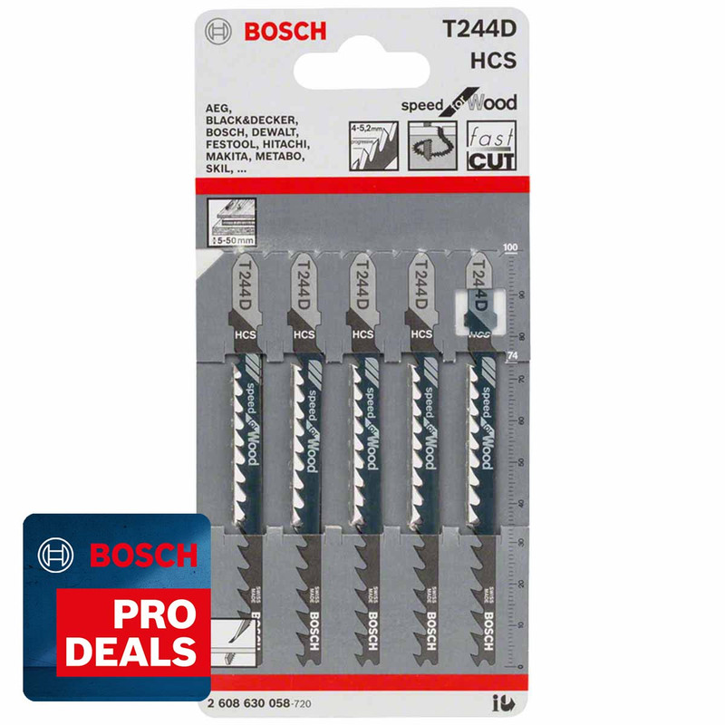 Bosch 2608630058 T 244 D Speed Jigsaw Blade for Wood (5 Pack)