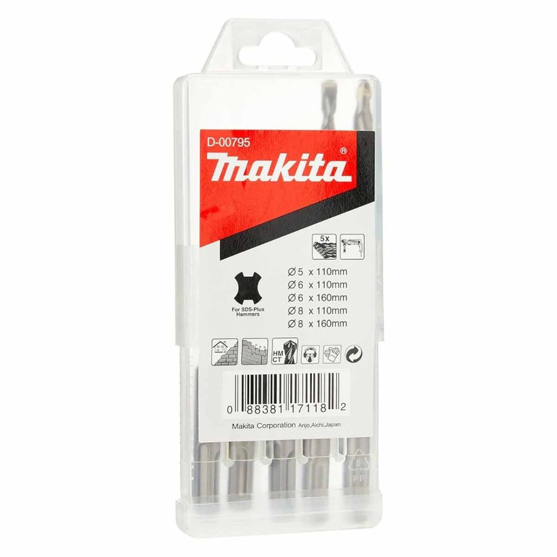 Makita D-00795 TCT SDS-Plus Drill Bit Set (5 Pieces)