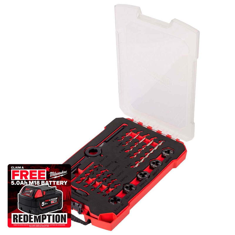 Milwaukee 4932498720 Packout Metric Tap & Die Metric Set (17 Pieces)