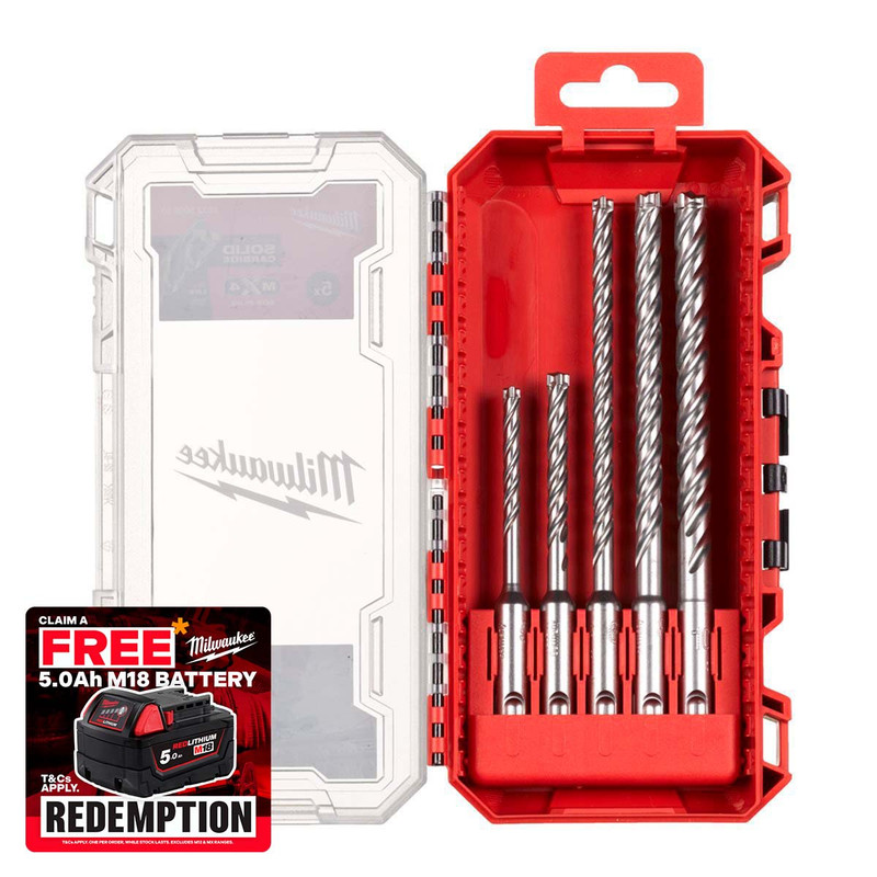 Milwaukee 4932500063 SDS-Plus Drill Bit MX4 NG Set 1 (5 Pieces)
