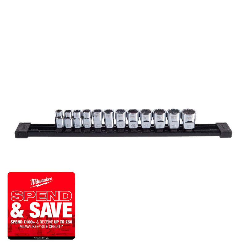 Milwaukee 4932498795 3/8″ Drive 12-Point Metric Socket Set (12 Pieces)