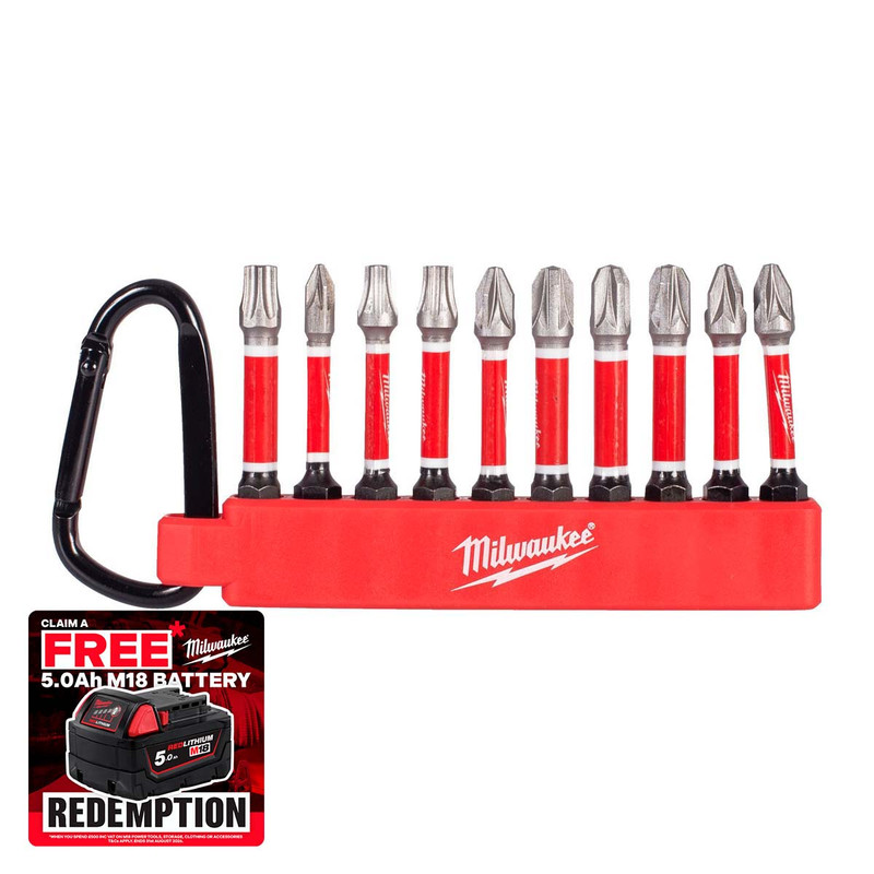 Milwaukee 4932500397 SHOCKWAVE™ Carabiner Screwdriver Bit Set (10 Pieces)