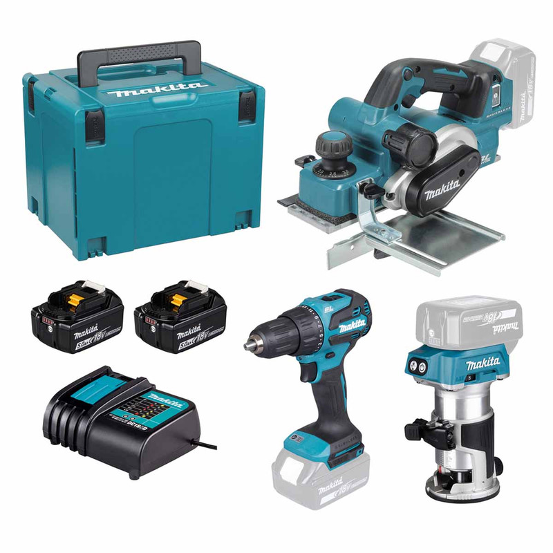 Makita DLX3193TJ 18V LXT Cordless 3 Piece Kit with 2x 5.0Ah Batteries