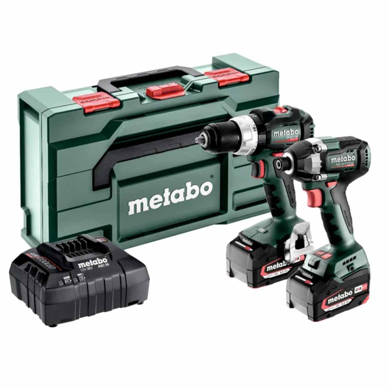 Metabo 685200590 2.8.8 18V Brushless Hammer Drill & Impact Driver Combo Set with 2x 5.2Ah Batteries