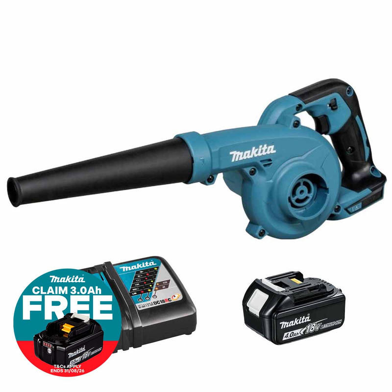 Makita DUB185Z 18V LXT Blower with 1x 4.0Ah Batteries & Fast Charger