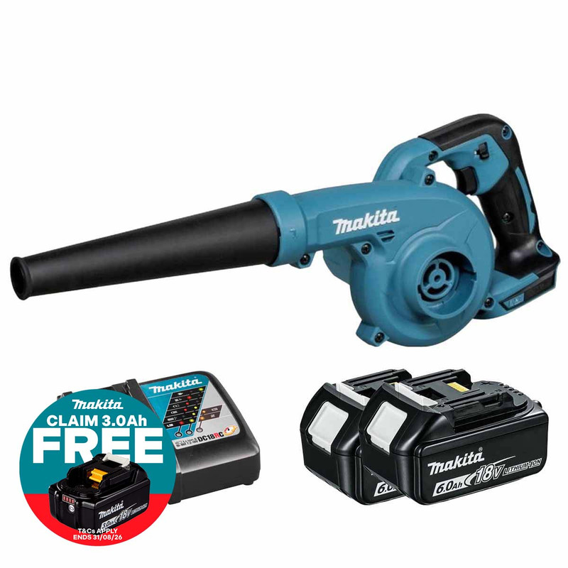 Makita DUB185Z 18V LXT Blower with 2x 6.0Ah Battery & Fast Charger