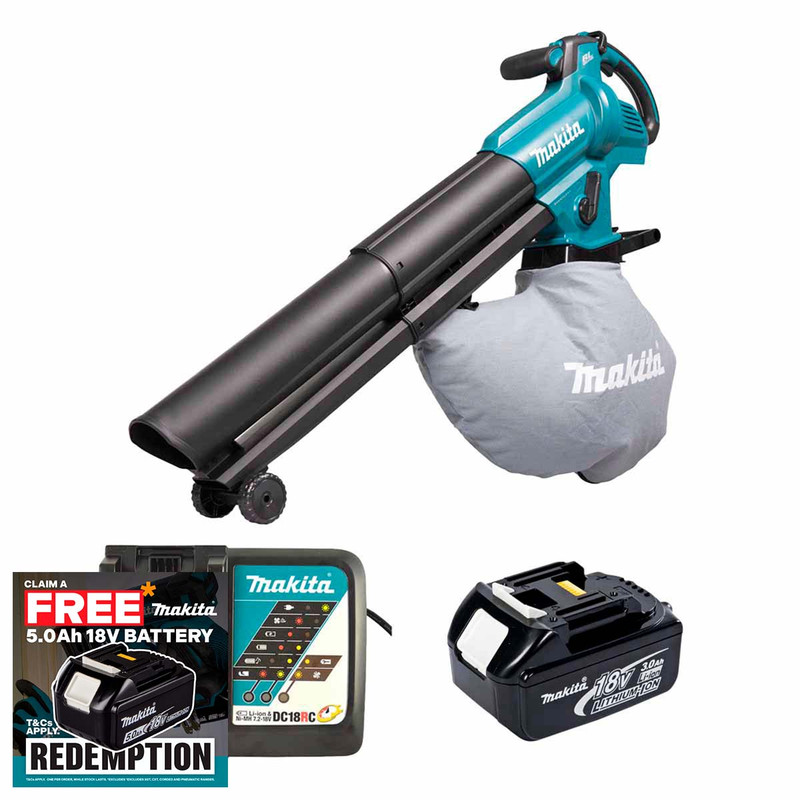 Makita DUB187Z 18V LXT Brushless Blower / Vacuum with 1x 3.0Ah Battery & Fast Charger