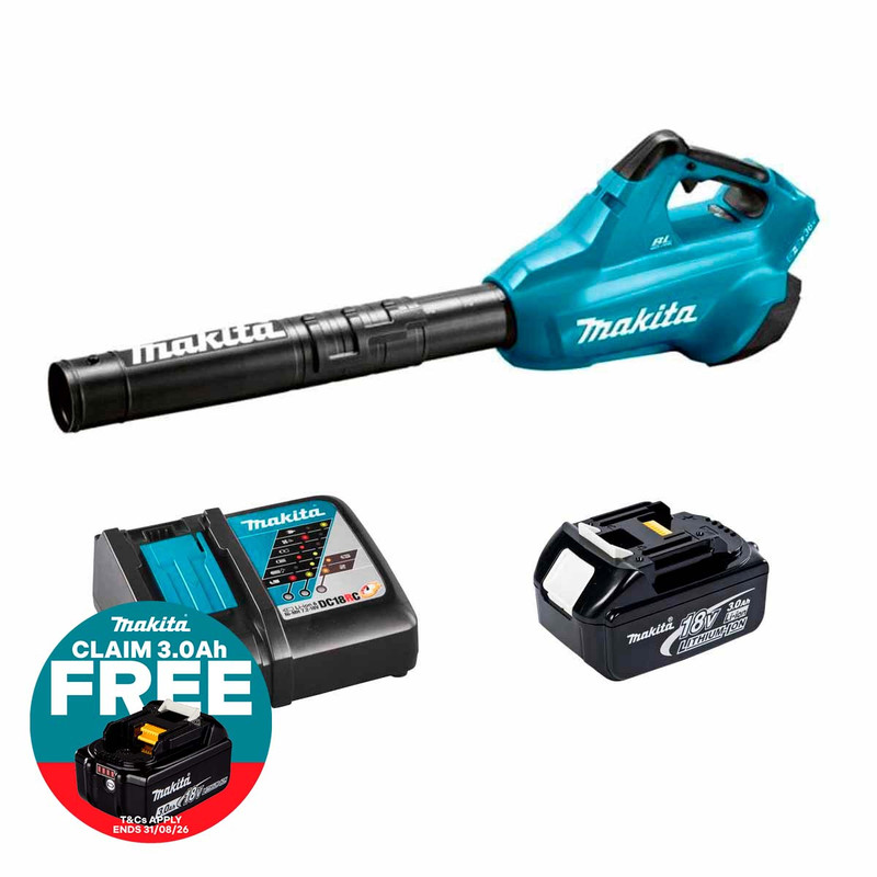 Makita DUB362Z LXT Twin 18V Brushless Blower with 2x 3.0Ah Batteries & Fast Charger