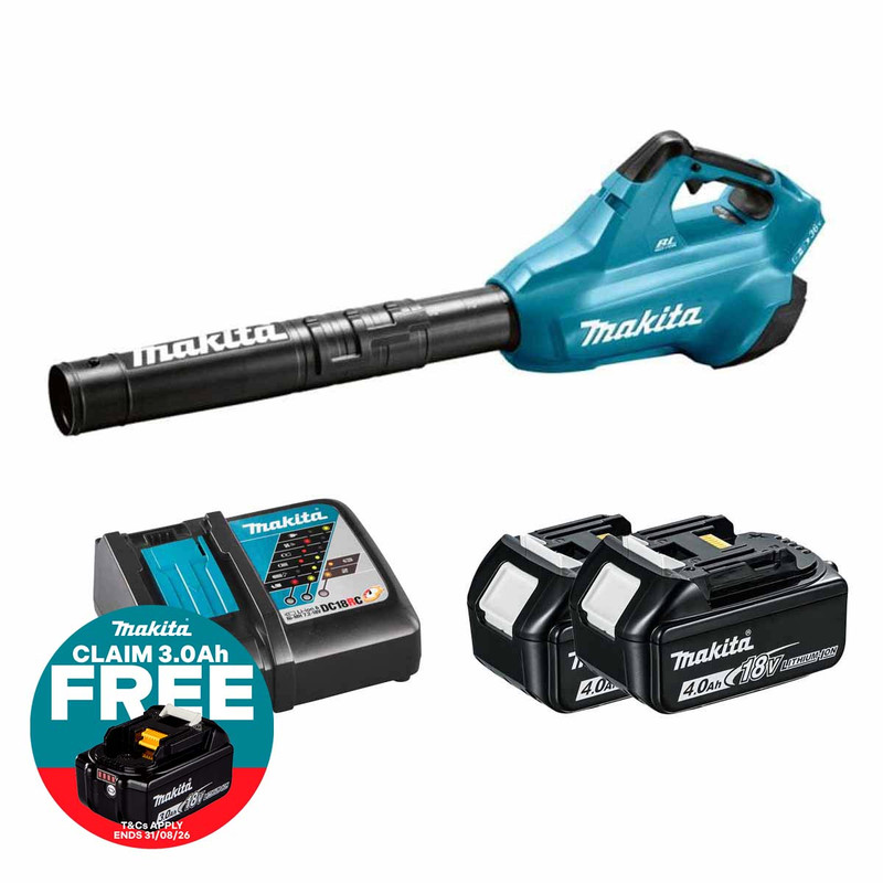 Makita DUB362Z LXT Twin 18V Brushless Blower with 2x 4.0Ah Batteries & Fast Charger