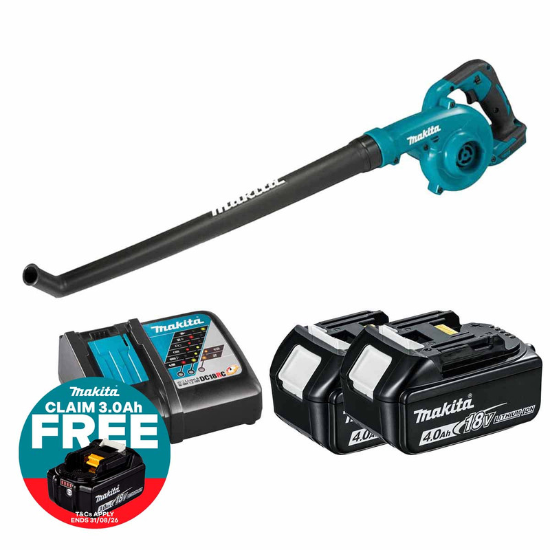 Makita DUB186Z LXT 18V Cordless Blower with 2x 4.0Ah Batteries & Fast Charger