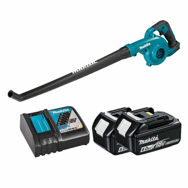 Makita DUB186Z LXT 18V Cordless Blower with 2x 6.0Ah Batteries & Fast Charger