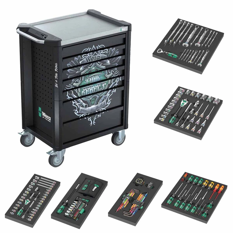 Wera 05150135001 9705 Tool Rebel Roller Cabinet Stainless 1 (Tools & Foam Inserts Included)