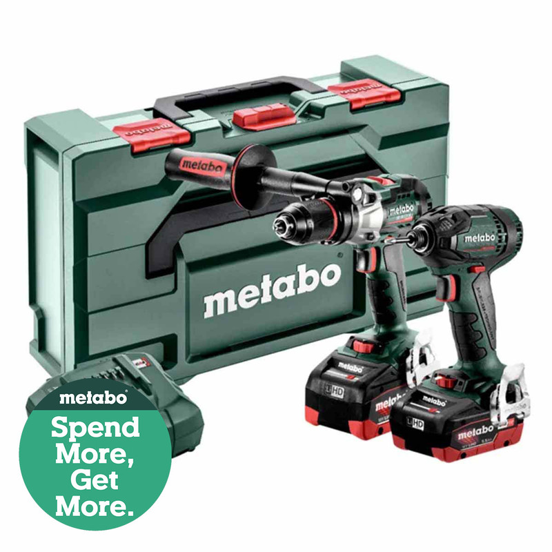 Metabo Combo Set 2.1.15 18V Brushless Hammer Drill & Impact Driver with 2x 5.5Ah Batteries, Charger & Case 685184590