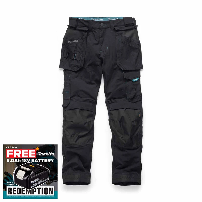 Makita MK304M Onyx Stretch Trousers Black (Size W38xL33)