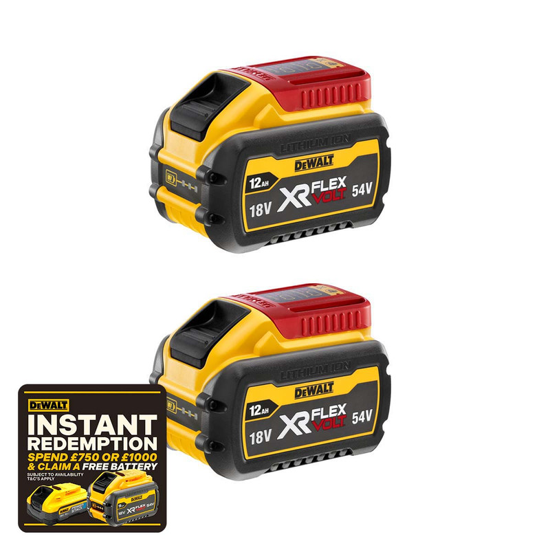 DeWalt DCB548 XR FLEXVOLT 18V/54V 12.0Ah Li-Ion Battery (2 Pack)