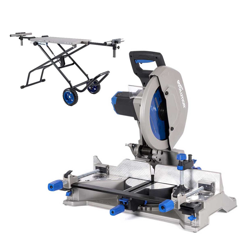 Evolution S355MCS/2STAND 355mm Metal Cutting Mitre Chop Saw with Wheeled Stand 2200W 240V