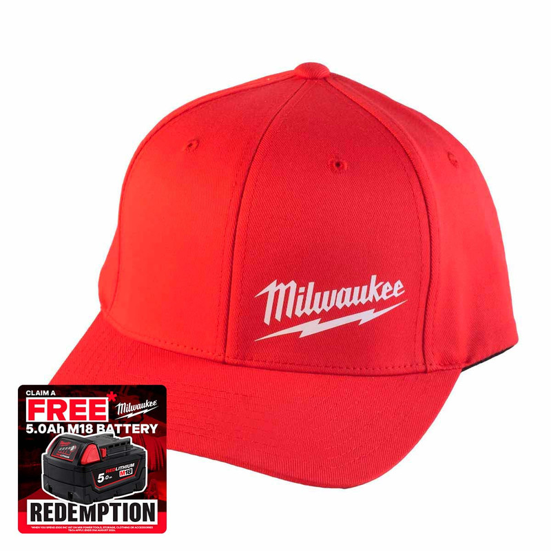 Milwaukee BCSRDLXL Baseball Cap, Red (L / XL)