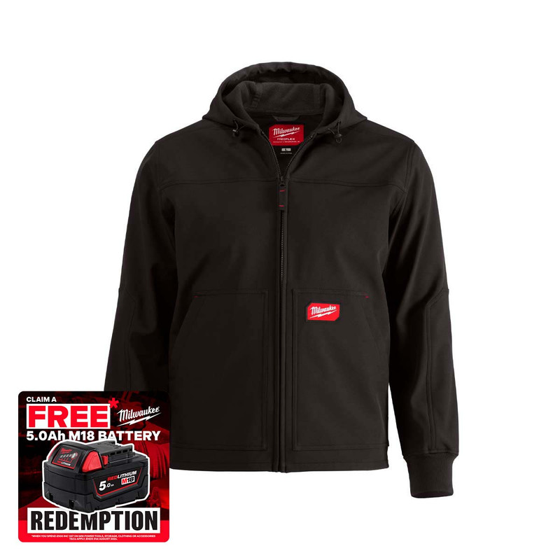 Milwaukee 4932498271 Freeflex Softshell Hooded Jacket, Black (Size S)
