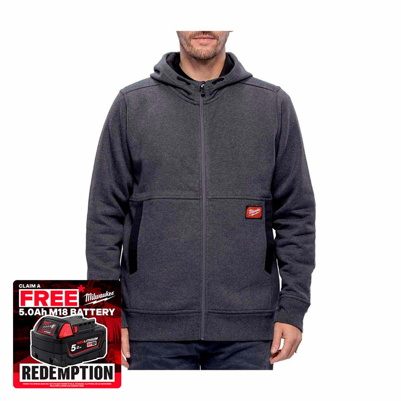 Milwaukee 4932499396 GRIDIRON™ Full-Zip Hoodie, Grey (Size XL)