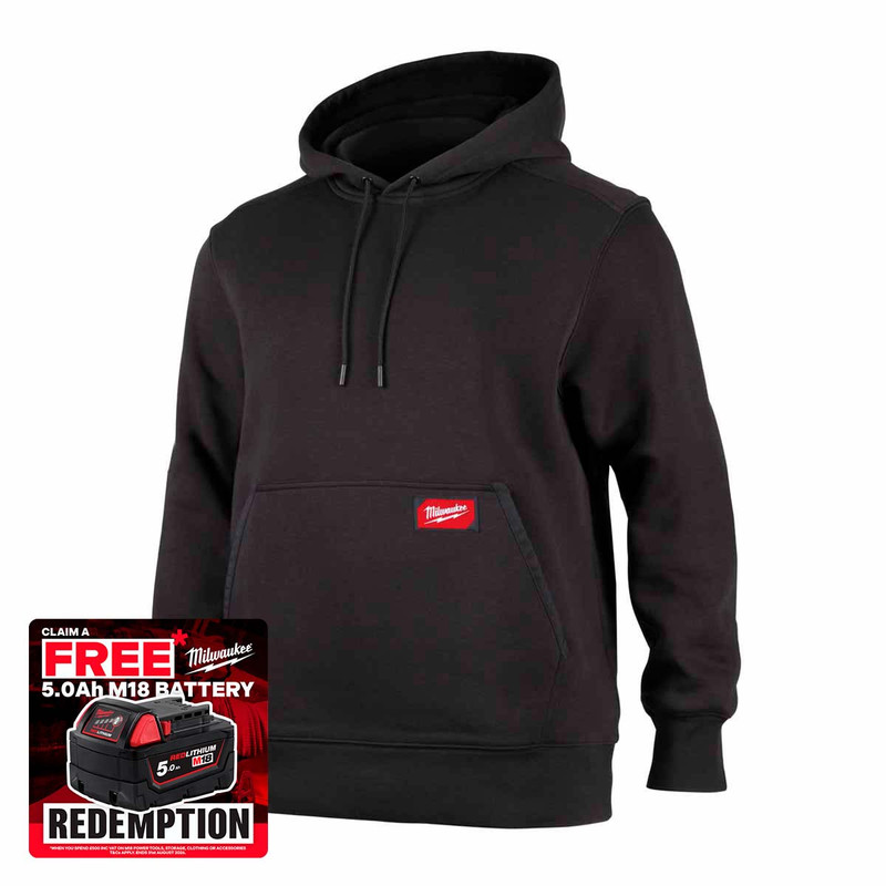 Milwaukee 4932493116 Midweight Work Hoodie, Black (Size S)