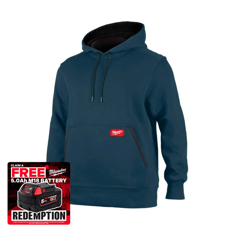 Milwaukee 4932493127 Midweight Work Hoodie, Blue (Size M)