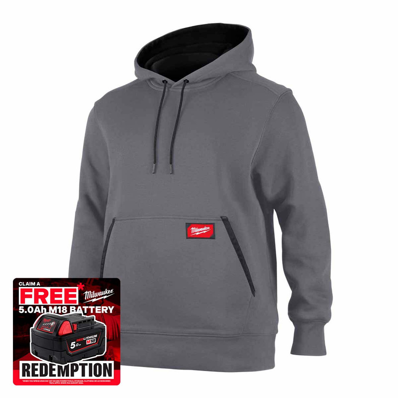 Milwaukee 4932493121 Midweight Work Hoodie, Grey (Size S)